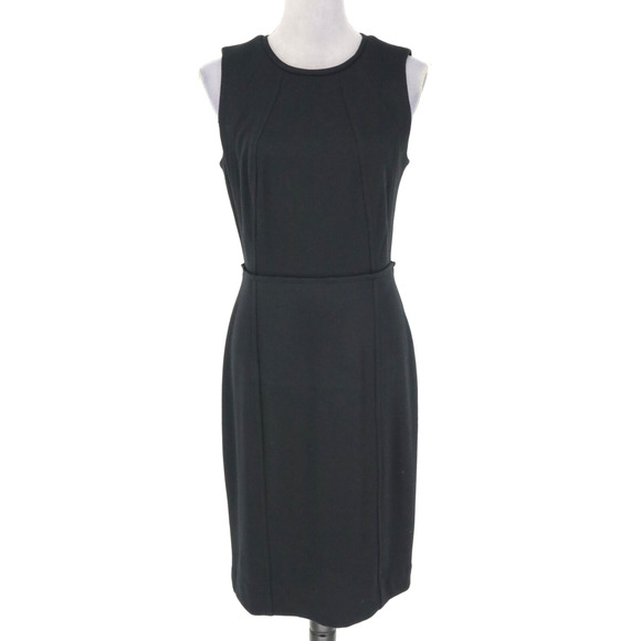 Loft Dress Womens 6 Black Ponte Knit Stretch Sheath Sleeveless Back Zip New - Picture 1 of 15